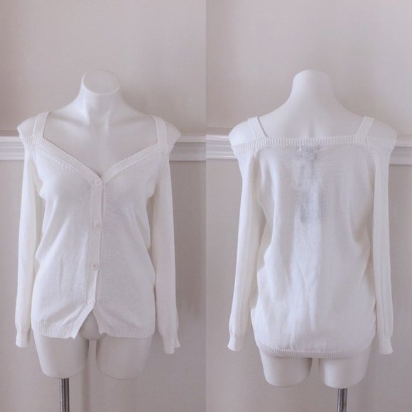 Massimo Dutti Sweater Cold-Shoulder Button-Front(Made in Italy) Size L New w/Tag - Picture 11 of 12